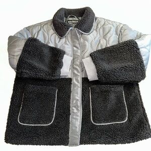 Jason Maxwell Black and Gray Teddy Jacket with Quilted Design